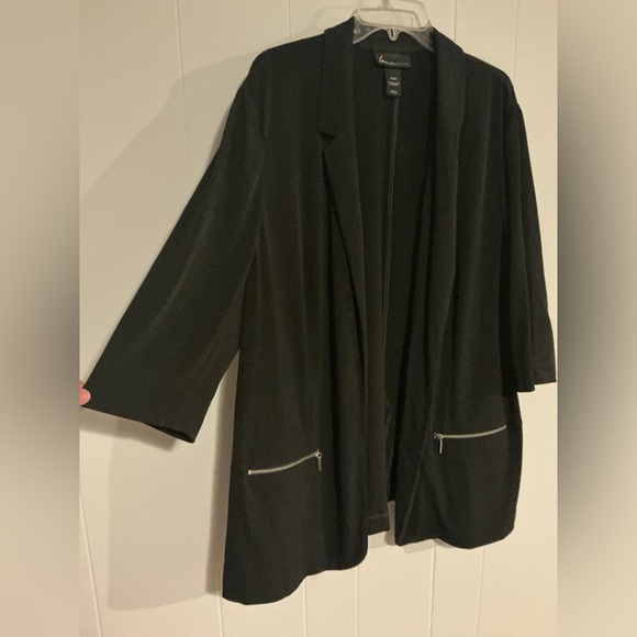 Lane Bryant Blazer 18/20 Black Jacket Silver Zipper Pockets - Picture 3 of 5